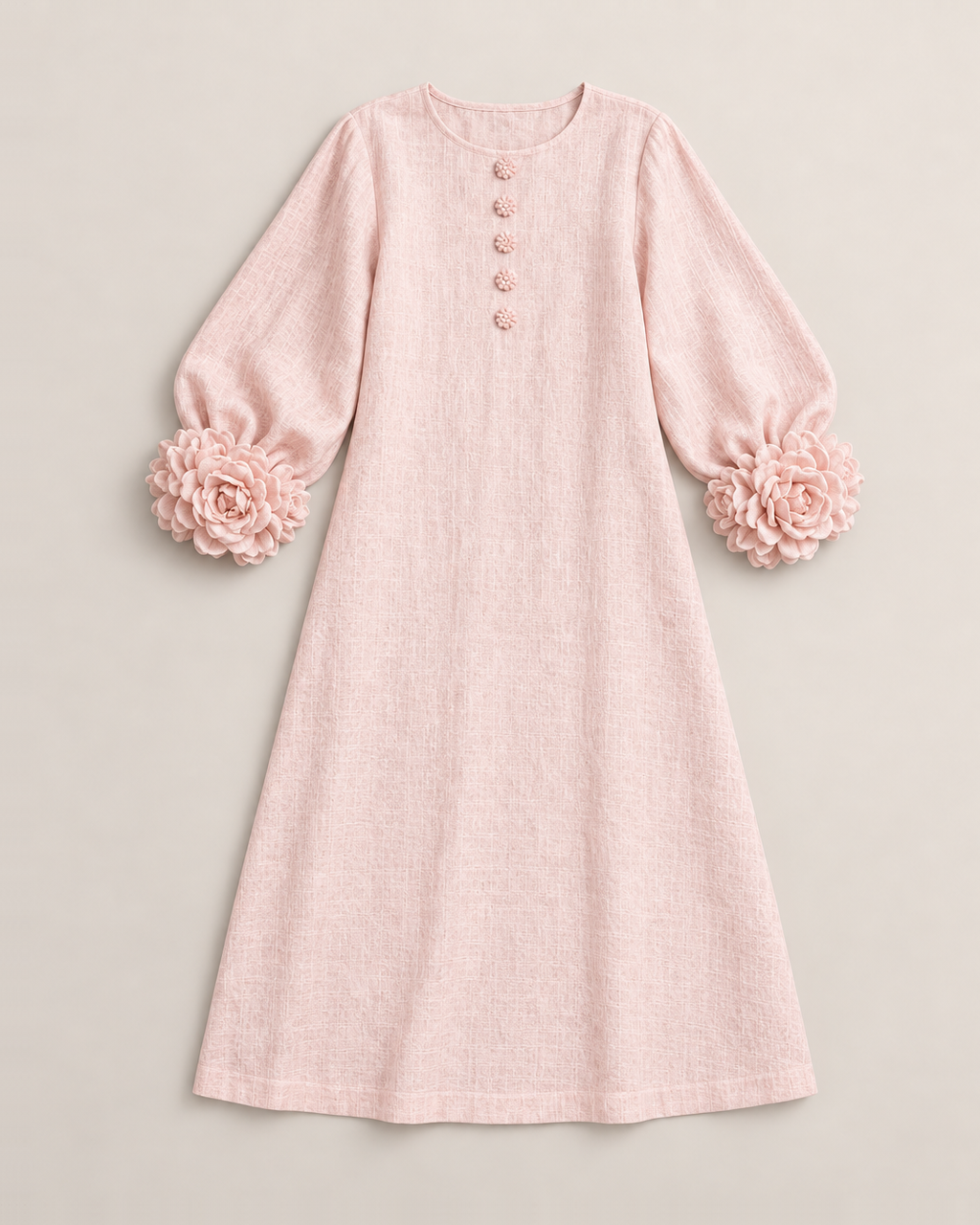 Georgina Effortless A-Line Midi Dress - Pink flat lay, Pink