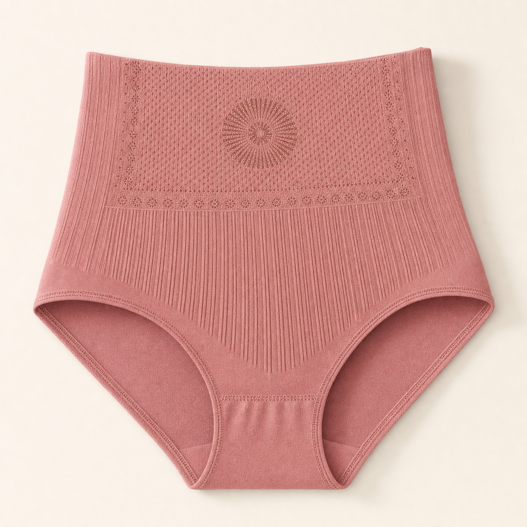 Jane Shaping Briefs in dusty rose, flat lay