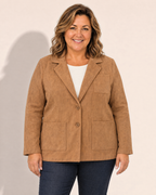 Hazel Washed Suede-Look Blazer - Adeline studio, shown on a size XL, 166 cm