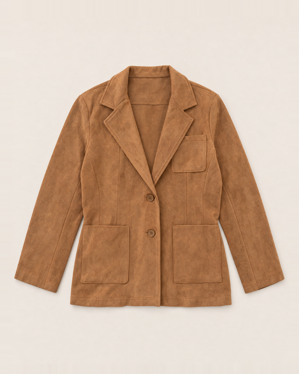 Hazel Washed Suede-Look Blazer - Camel flat lay