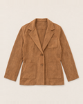 Hazel Washed Suede-Look Blazer - Camel flat lay