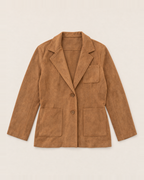 Hazel Washed Suede-Look Blazer - Camel flat lay