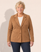 Hazel Washed Suede-Look Blazer - Adeline studio, shown on a size L, 163 cm