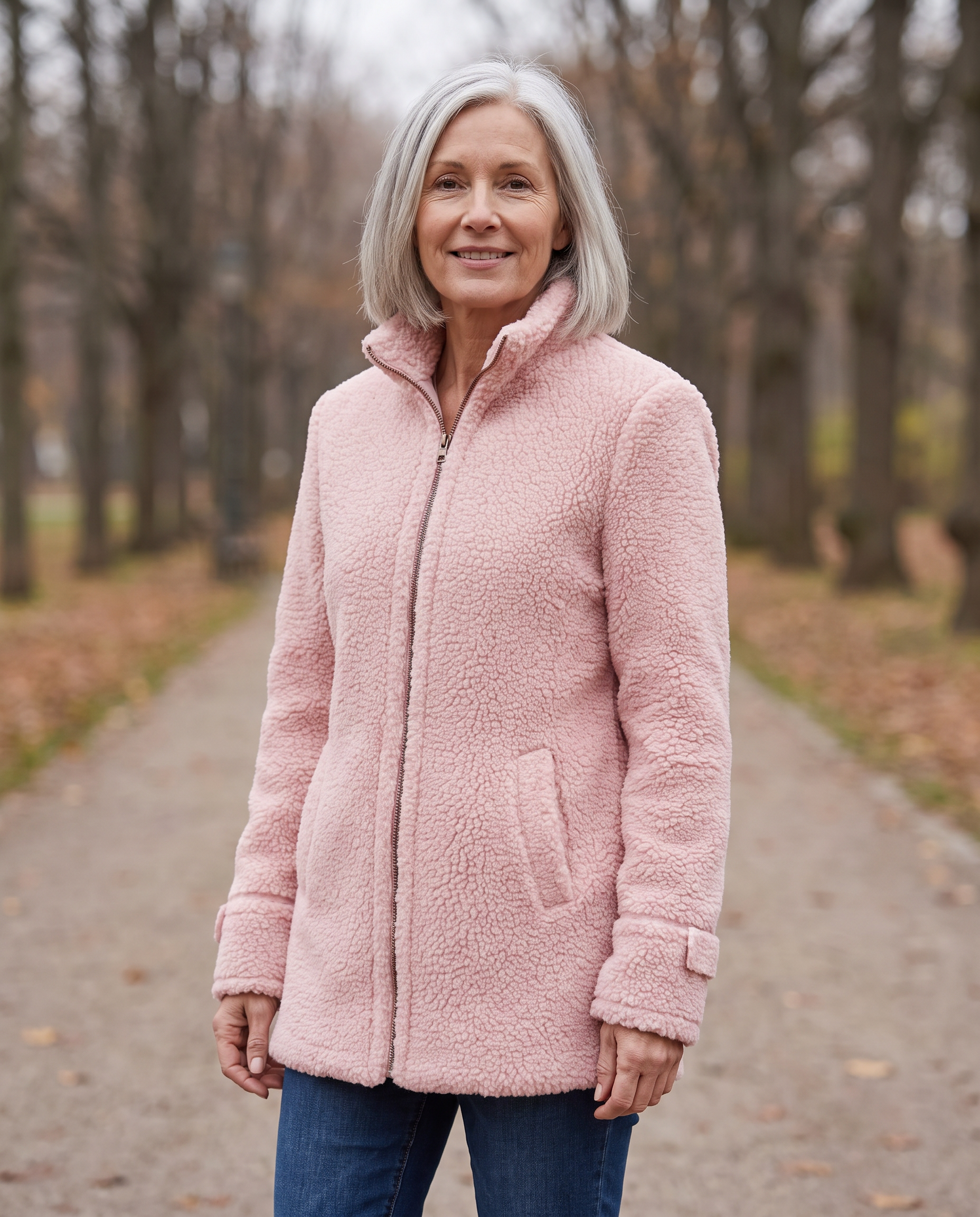 Cassandra Full-Zip Women's Jacket worn by a woman, Adeline Wear