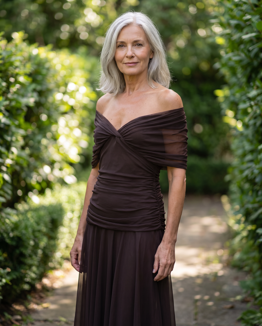 Fiona Maxi Dress worn by a woman, Adeline Wear