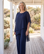 Kiera - Elegant Two-Piece Set worn by a woman, Adeline Wear