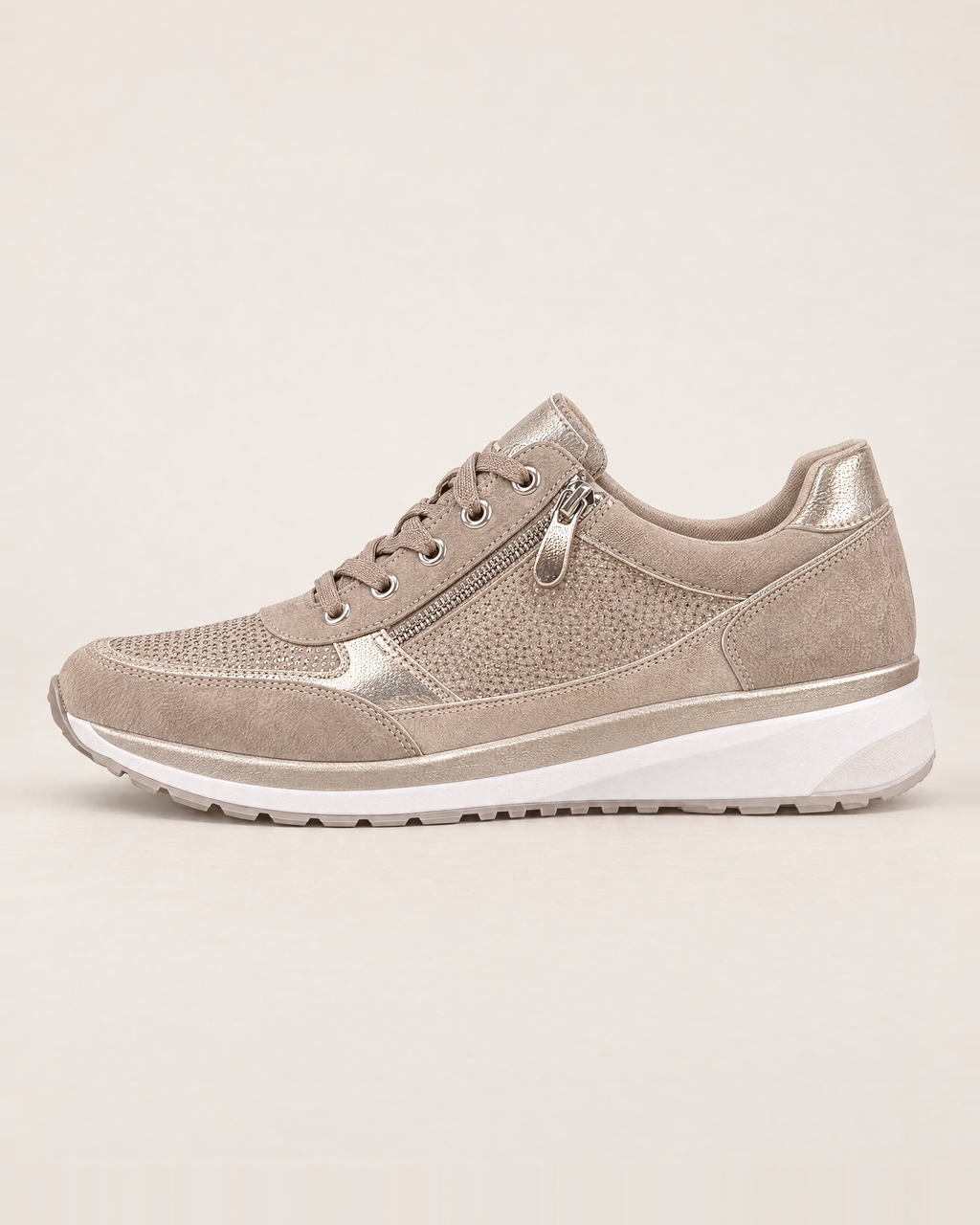 Isolde Supportive Zip-Up Sneakers - Beige packshot