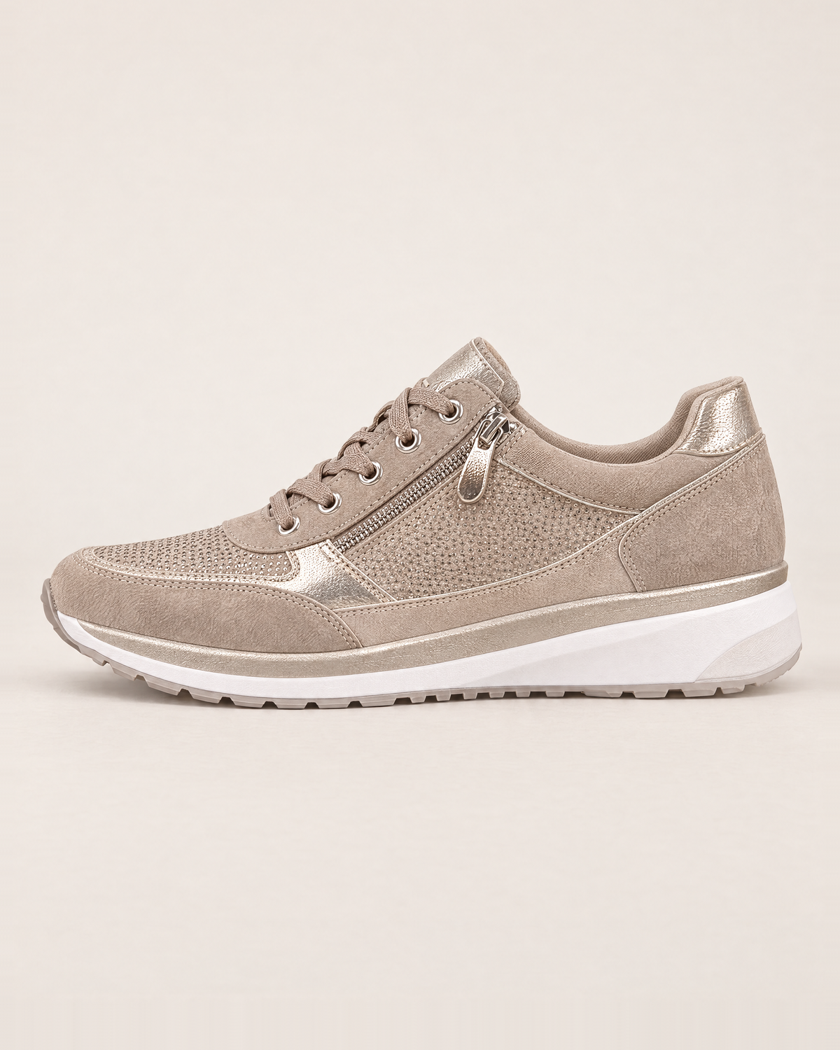 Isolde Supportive Zip-Up Sneakers - Beige packshot