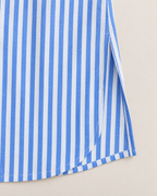 Jacqueline Striped Shirt Dress - detail of the fabric and side edge, Blue