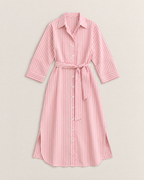 Jacqueline Striped Shirt Dress - Pink flat lay