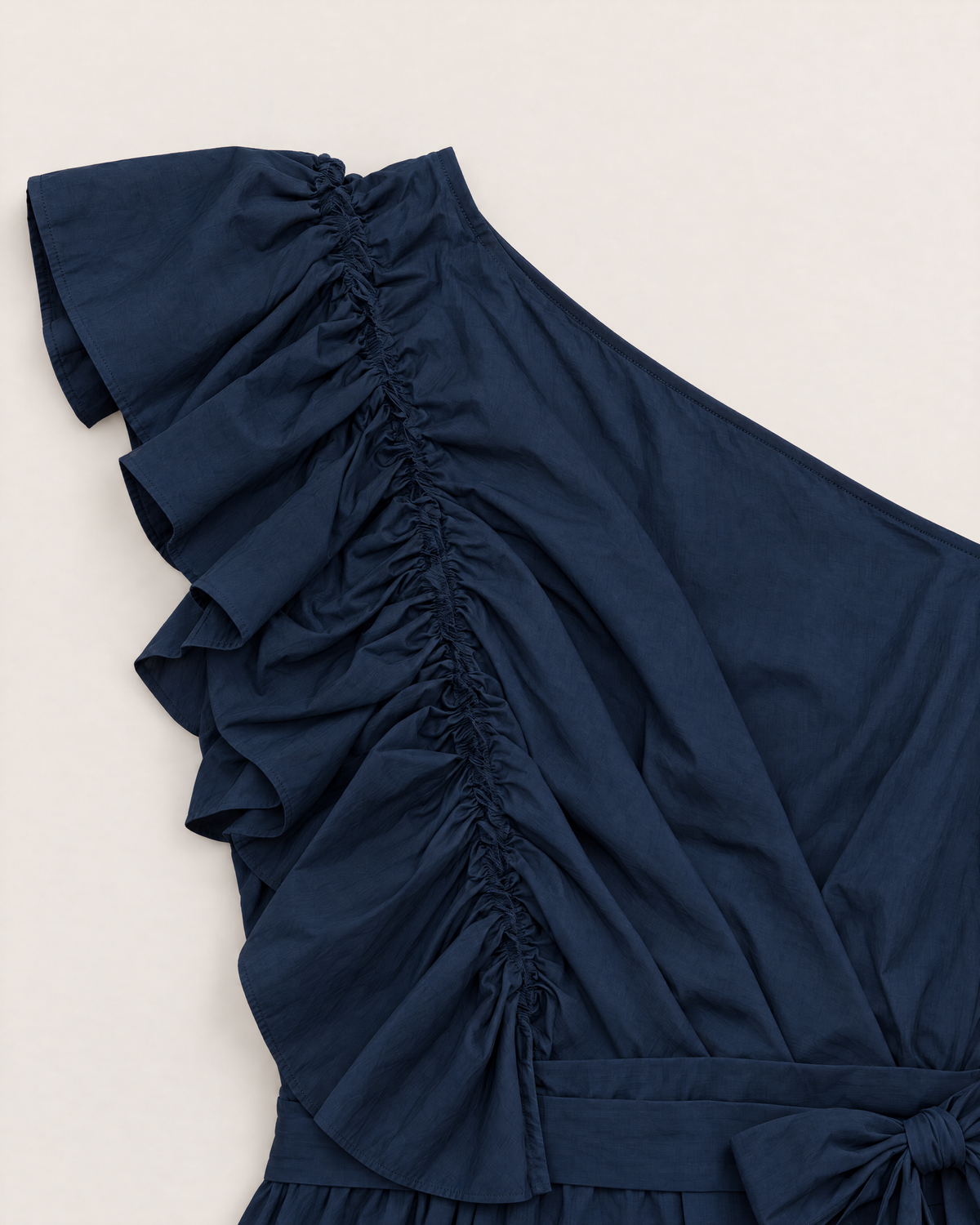 Josephine Flowy Maxi Dress - detail of the neckline, Navy