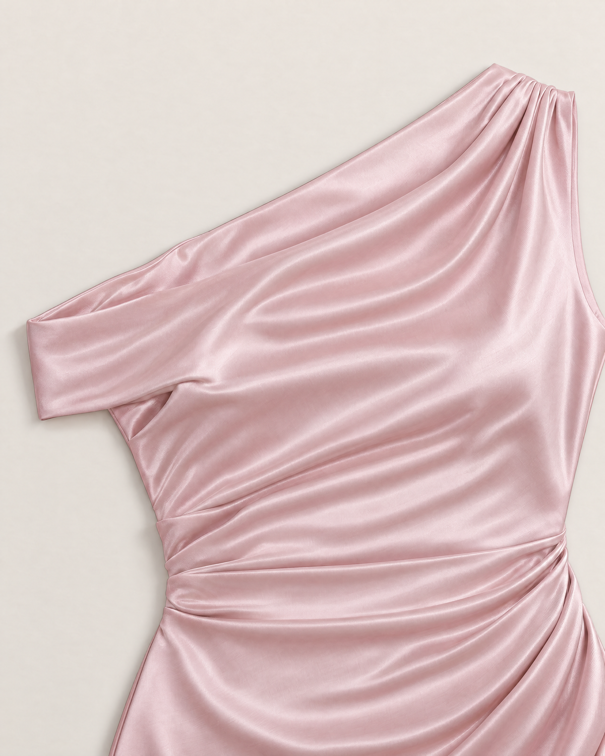 Juniper Elegant Ruched Sheath Dress - detail of the neckline, Pink