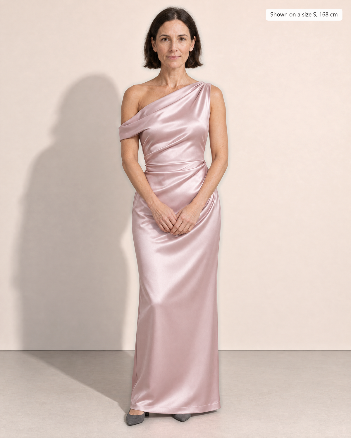 Juniper Elegant Ruched Sheath Dress - Adeline studio, shown on a size S, 168 cm