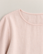 Kaia Elegant Linen-Blend Blouse - detail of the neckline, Blush
