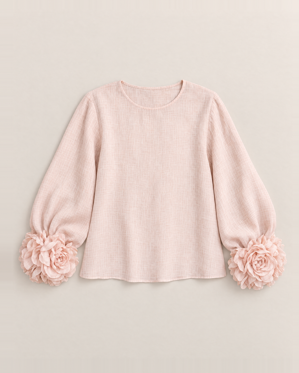 Kaia Elegant Linen-Blend Blouse - Blush flat lay