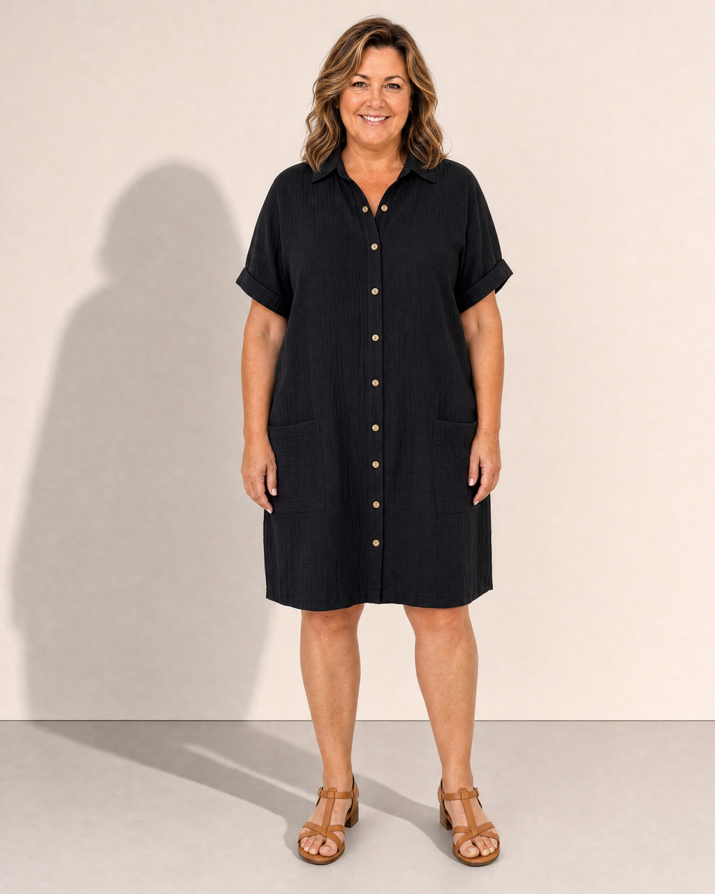 Kelsey Button Up Pocket Mini Shirt Dress - Adeline studio