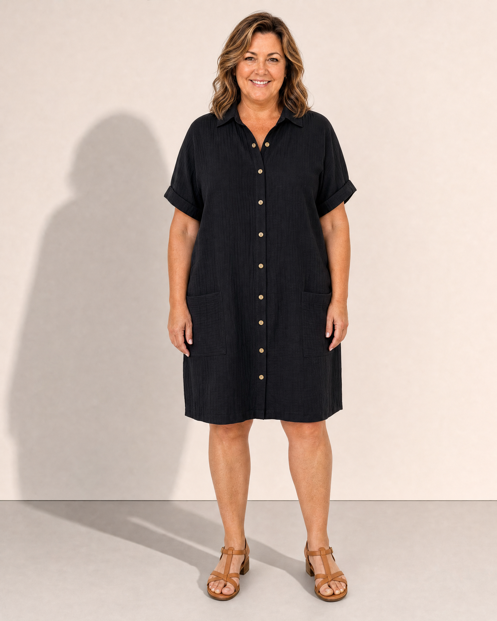 Kelsey Button Up Pocket Mini Shirt Dress - Adeline studio