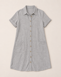 Kelsey Button Up Pocket Mini Shirt Dress - Grey flat lay, Effortless Shirt Dress