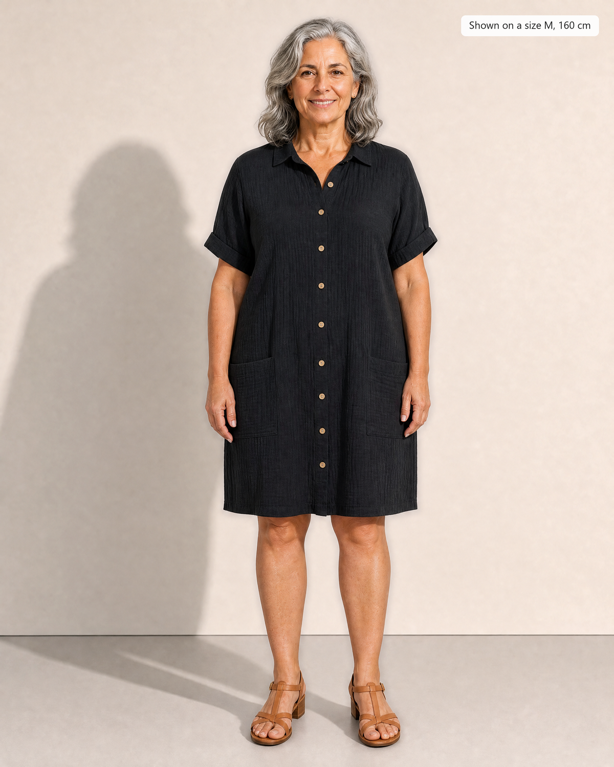 Kelsey Button Up Pocket Mini Shirt Dress - Adeline studio, shown on a size M, 160 cm