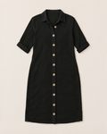 Leilani Relaxed Button-Front Summer Dress - Black flat lay