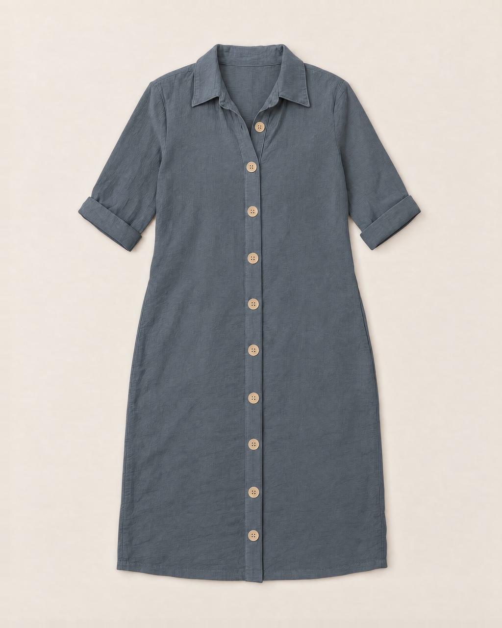Leilani Relaxed Button-Front Summer Dress - Grey flat lay