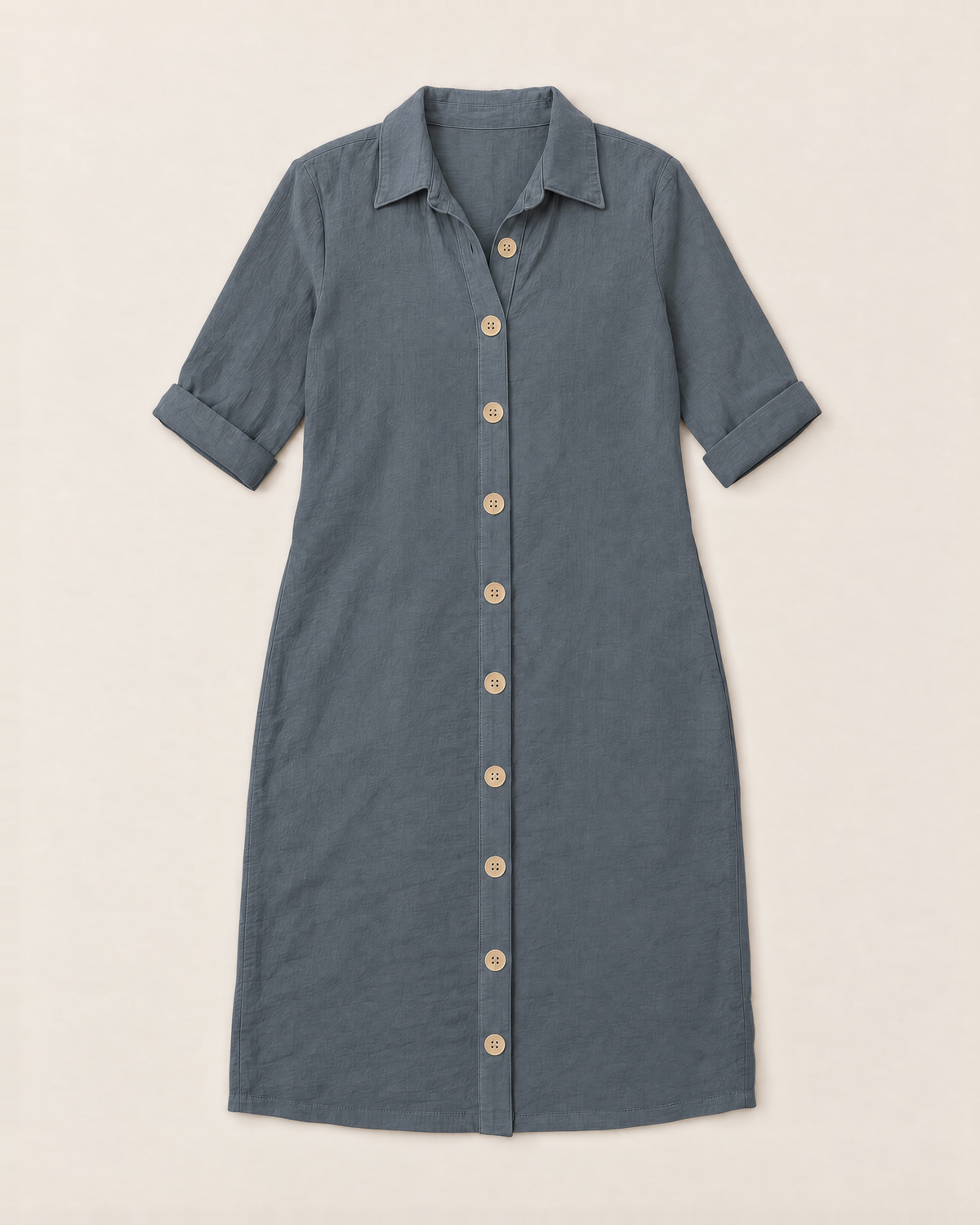 Leilani Relaxed Button-Front Summer Dress - Grey flat lay