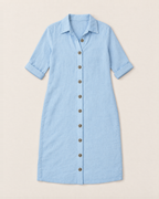 Leilani Relaxed Button-Front Summer Dress - Light Blue flat lay