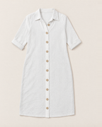 Leilani Relaxed Button-Front Summer Dress - White flat lay