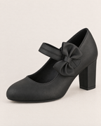 Lenore Charming Mary Jane Shoes - detail of the toe, fastening and stitching, Black