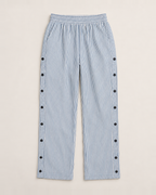 Leona Lightweight Casual Trousers - Grey flat lay, side pocket, button row down the outer leg, turned up cuff