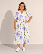 Liana Chicory Floral Tie Waist Midi Dress - Adeline studio