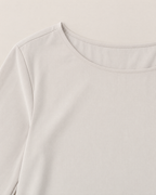 Linnea Effortless Midi Dress - detail of the neckline, Off-White