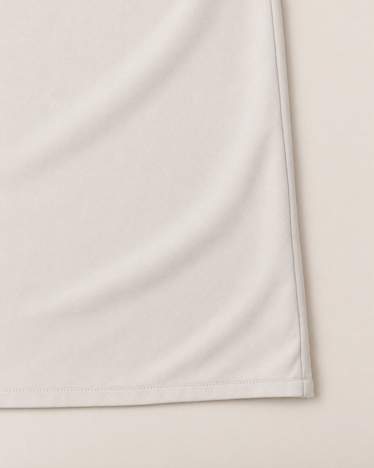 Linnea Effortless Midi Dress - detail of the fabric and side edge, Off-White