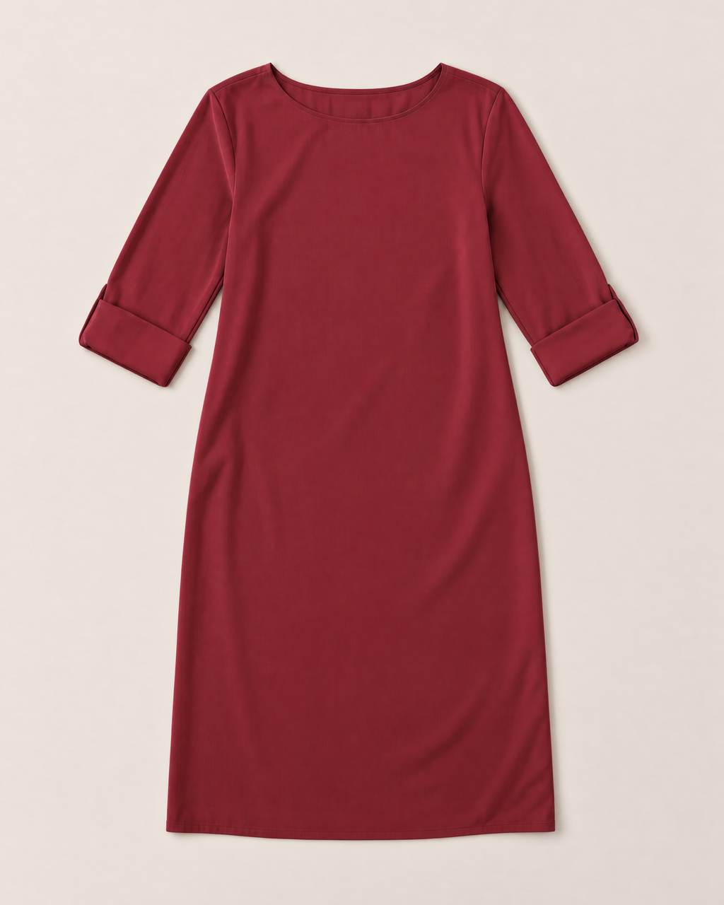 Linnea Effortless Midi Dress - Wine Red flat lay