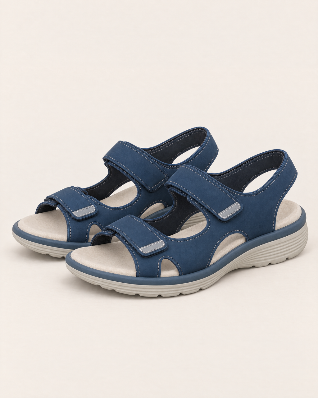 Livia Supportive Everyday Sandals - the pair at a three-quarter angle, Blue