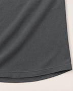 Luna Relaxed Half-Sleeve T-shirt Top - detail of the fabric and hem, Grey