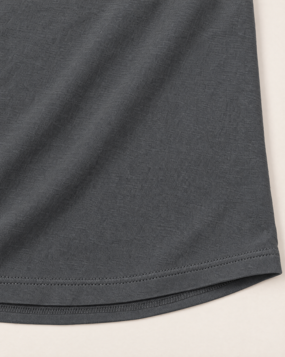 Luna Relaxed Half-Sleeve T-shirt Top - detail of the fabric and hem, Grey