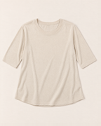 Luna Relaxed Half-Sleeve T-shirt Top - Beige flat lay