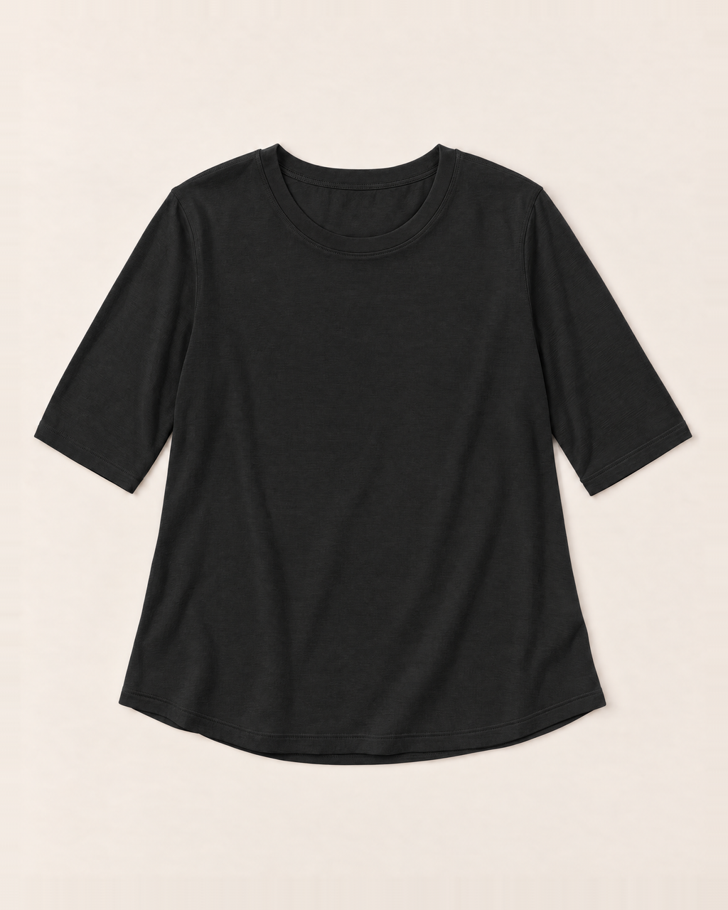 Luna Relaxed Half-Sleeve T-shirt Top - Black flat lay
