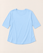 Luna Relaxed Half-Sleeve T-shirt Top - Blue flat lay