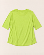 Luna Relaxed Half-Sleeve T-shirt Top - Green flat lay