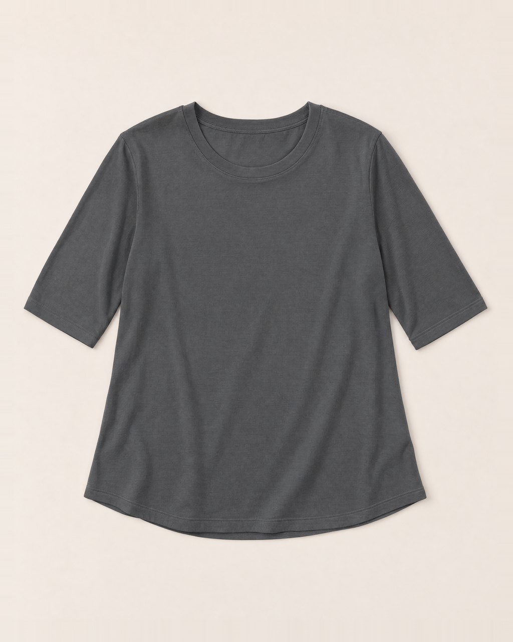 Luna Relaxed Half-Sleeve T-shirt Top - Grey flat lay