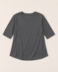 Luna Relaxed Half-Sleeve T-shirt Top - Grey flat lay