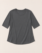 Luna Relaxed Half-Sleeve T-shirt Top - Grey flat lay