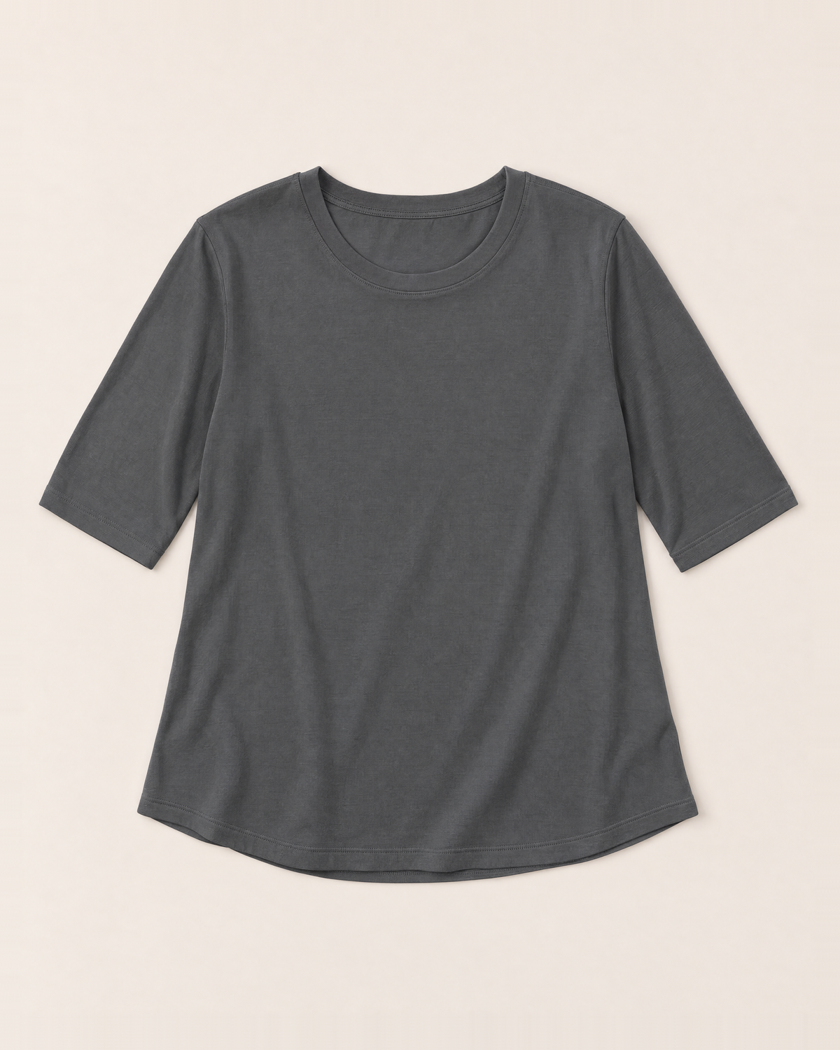 Luna Relaxed Half-Sleeve T-shirt Top - Grey flat lay