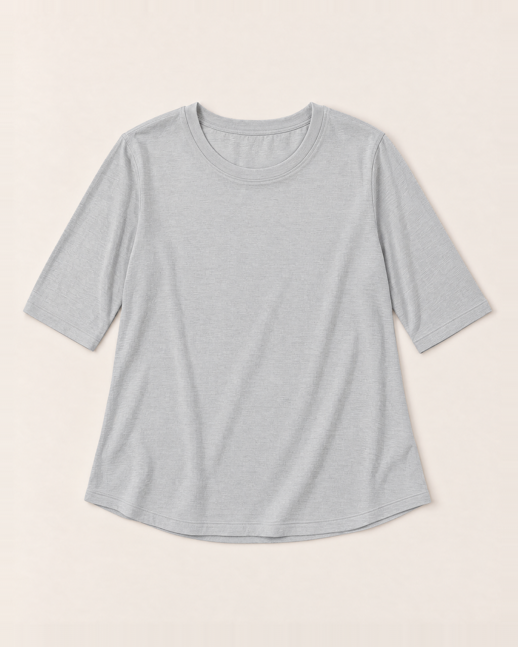 Luna Relaxed Half-Sleeve T-shirt Top - Light Grey flat lay