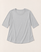 Luna Relaxed Half-Sleeve T-shirt Top - Light Grey flat lay