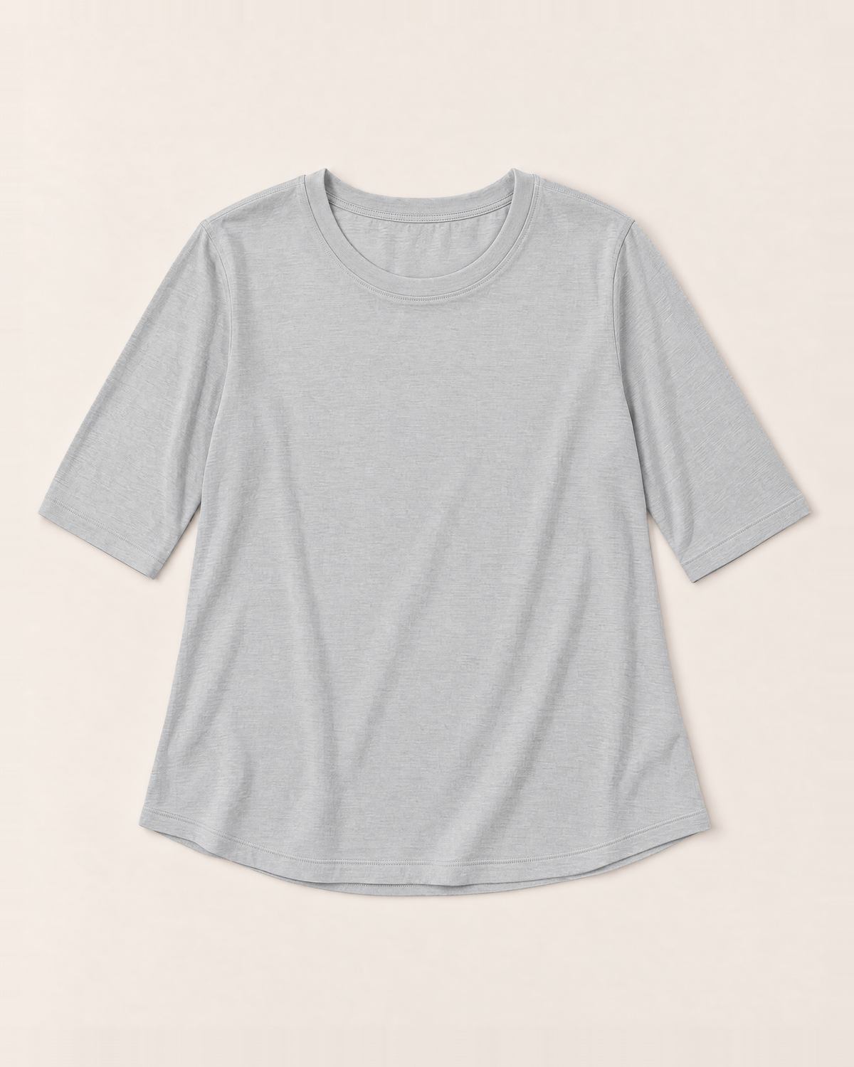 Luna Relaxed Half-Sleeve T-shirt Top - Light Grey flat lay