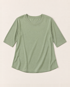 Luna Relaxed Half-Sleeve T-shirt Top - Matcha Green flat lay