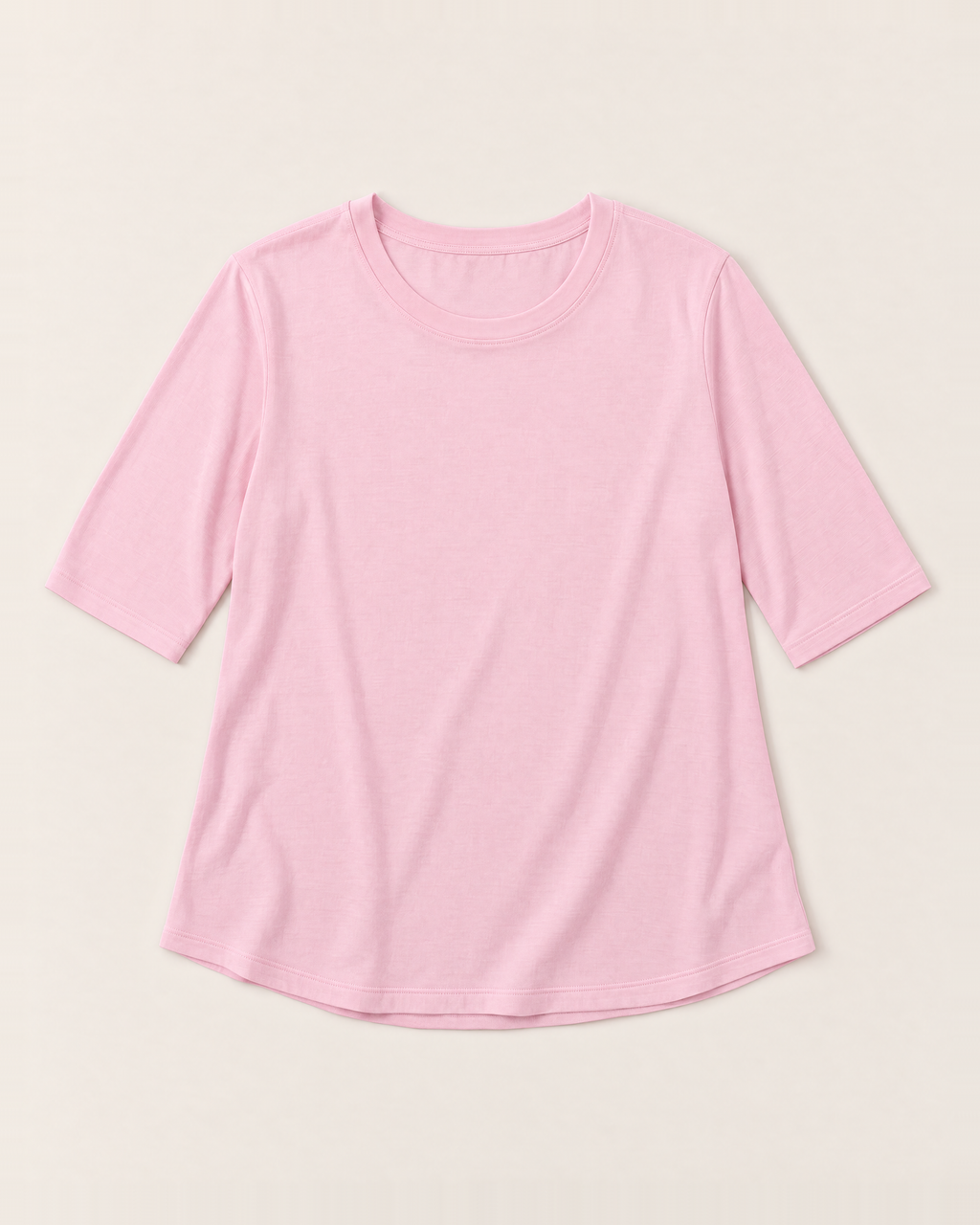 Luna Relaxed Half-Sleeve T-shirt Top - Pink flat lay